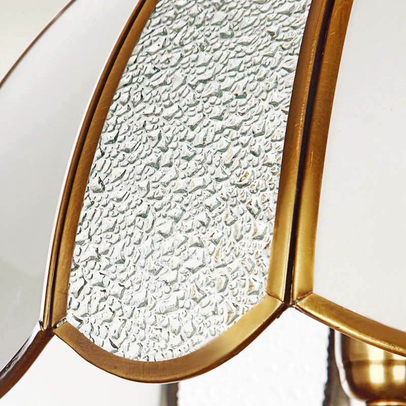 Lustre de plafond en forme de bol à 3 ampoules, luminaire suspendu en verre givré colonial en laiton Clearhalo