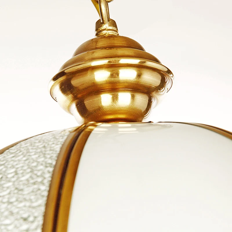 Lustre de plafond en forme de bol à 3 ampoules, luminaire suspendu en verre givré colonial en laiton Clearhalo
