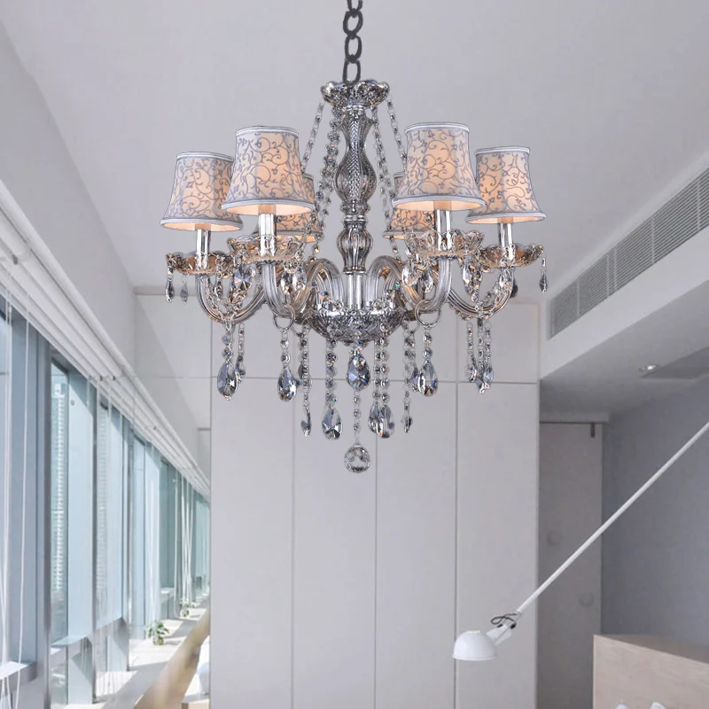 Lustre de plafond moderniste en forme de cloche en cristal transparent, 6/8 ampoules, lampe à suspension pour salon, beige...
