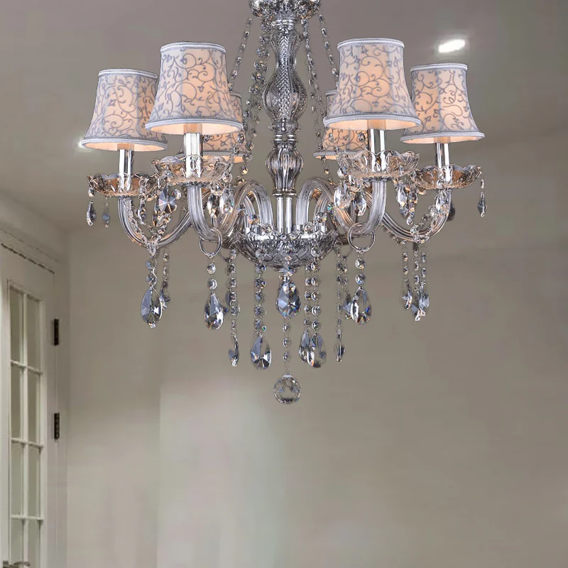 Lustre de plafond moderniste en forme de cloche en cristal transparent, 6/8 ampoules, lampe à suspension pour salon, beige...