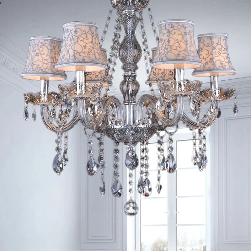 Lustre de plafond moderniste en forme de cloche en cristal transparent, 6/8 ampoules, lampe à suspension pour salon, beige...