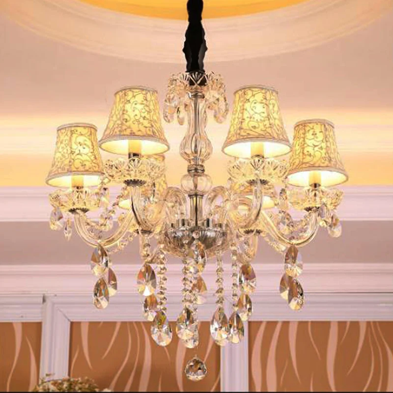 Lustre de plafond moderniste en forme de cloche en cristal transparent, 6/8 ampoules, lampe à suspension pour salon, beige...
