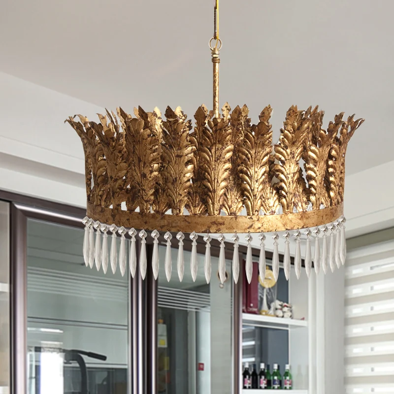 Lustre de plafond de Restaurant aux algues, luminaire traditionnel suspendu en verre de cristal clair à 3/6/8 têtes en lai...