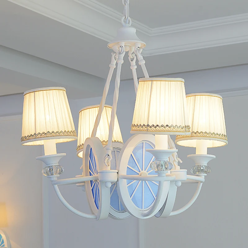 Lustre seau blanc, lampe méditerranéenne à 4 lumières, pendentif en tissu avec Design ovale en résine Clearhalo