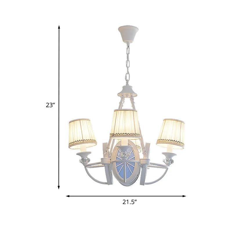 Lustre seau blanc, lampe méditerranéenne à 4 lumières, pendentif en tissu avec Design ovale en résine Clearhalo