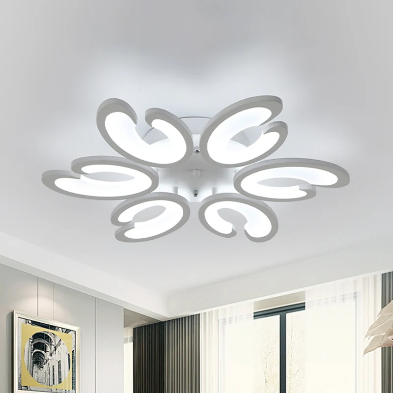 Lustre semi-encastré en forme de pétale de Style moderne, en acrylique, à 6/9/15 ampoules, luminaire de plafond pour salon...