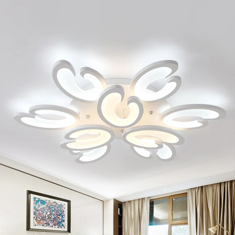 Lustre semi-encastré en forme de pétale de Style moderne, en acrylique, à 6/9/15 ampoules, luminaire de plafond pour salon...