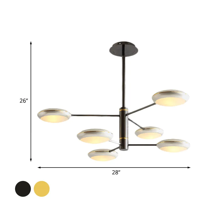 Lustre Starburst à 2 niveaux doré/noir, plafonnier suspendu contemporain à 6/8 lumières en métal à LED Clearhalo