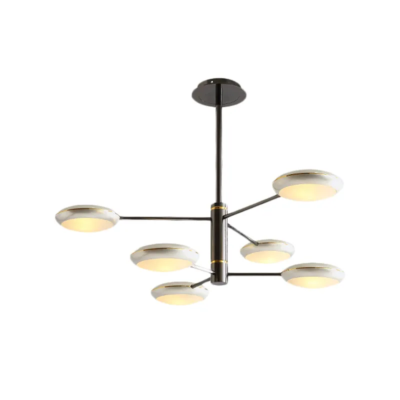 Lustre Starburst à 2 niveaux doré/noir, plafonnier suspendu contemporain à 6/8 lumières en métal à LED Clearhalo