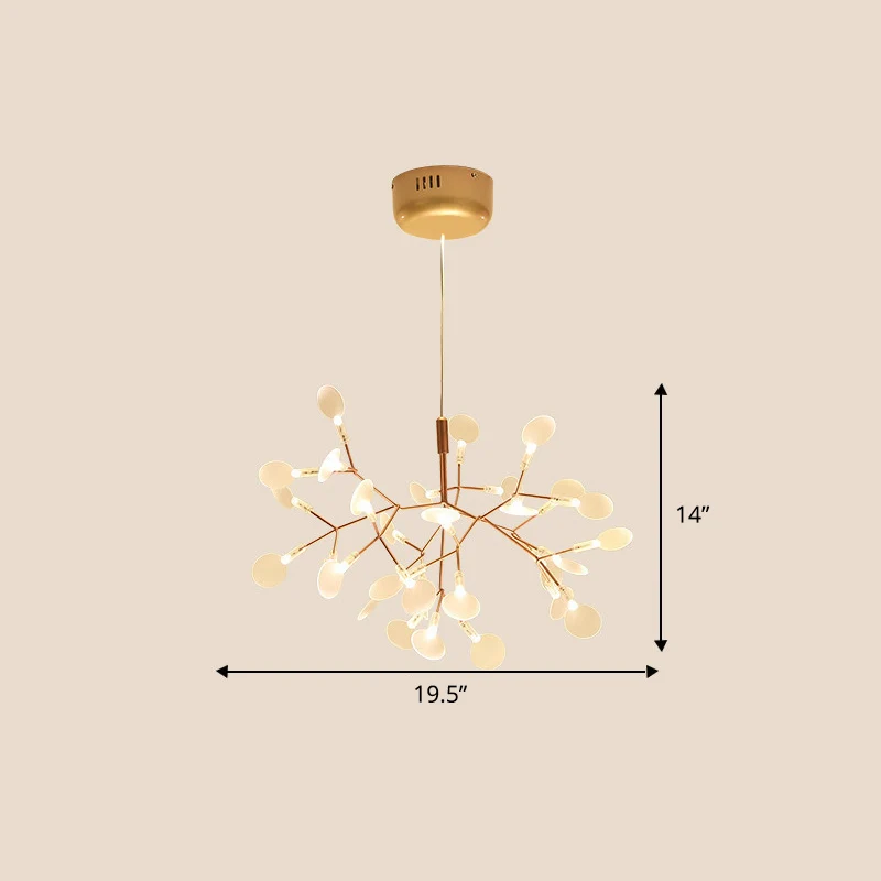 Lustre suspendu en acrylique avec feuillage, éclairage suspendu pour salle à manger, simplicité, doré Clearhalo