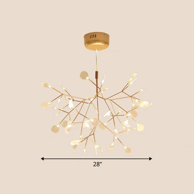 Lustre suspendu en acrylique avec feuillage, éclairage suspendu pour salle à manger, simplicité, doré Clearhalo