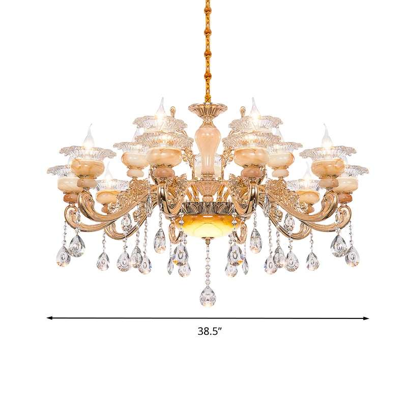 Lustre suspendu candélabre doré, design moderne, goutte de cristal, 6/8/10 lumières, luminaire décoratif d'intérieur, idéa...