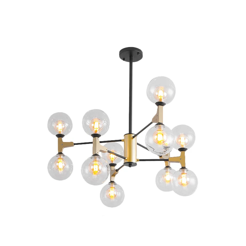 Lustre suspendu contemporain Modo G9 à 12 lumières en métal doré pour hôtel Clearhalo