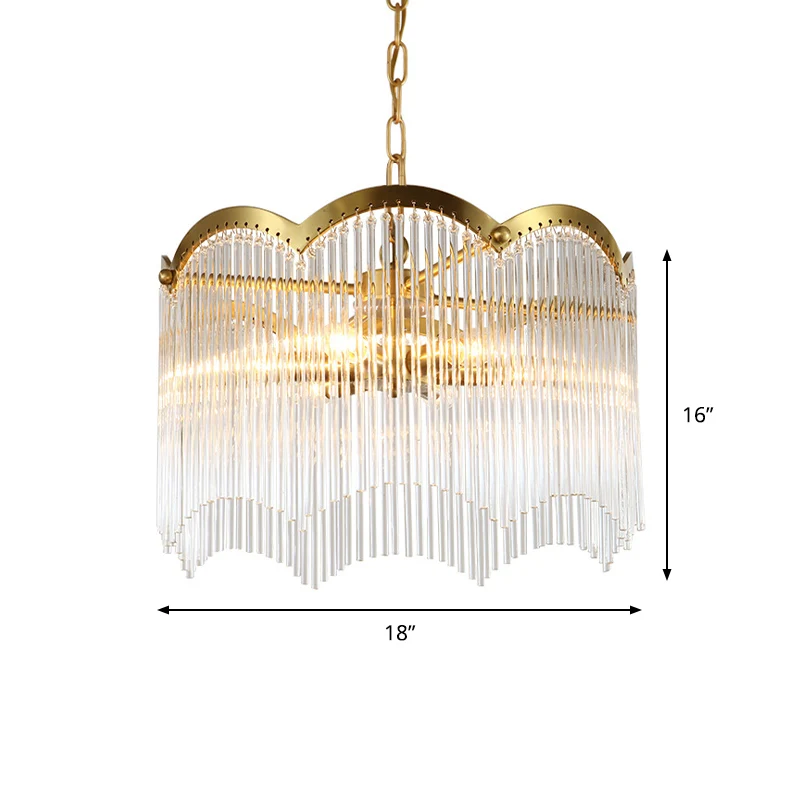 Lustre suspendu de cuisine à 3/6 têtes, plafonnier moderne doré avec abat-jour circulaire en tige de cristal Clearhalo