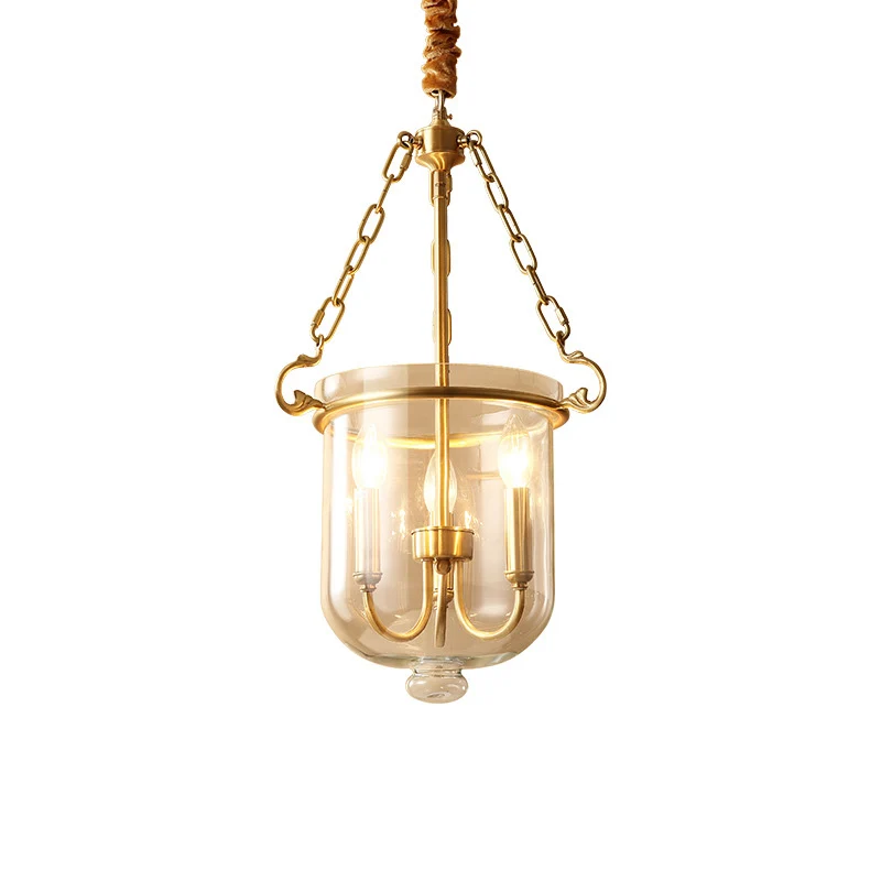 Lustre suspendu à 3 lumières, bougie coloniale, lampe à Suspension en verre transparent pour salle à manger Clearhalo