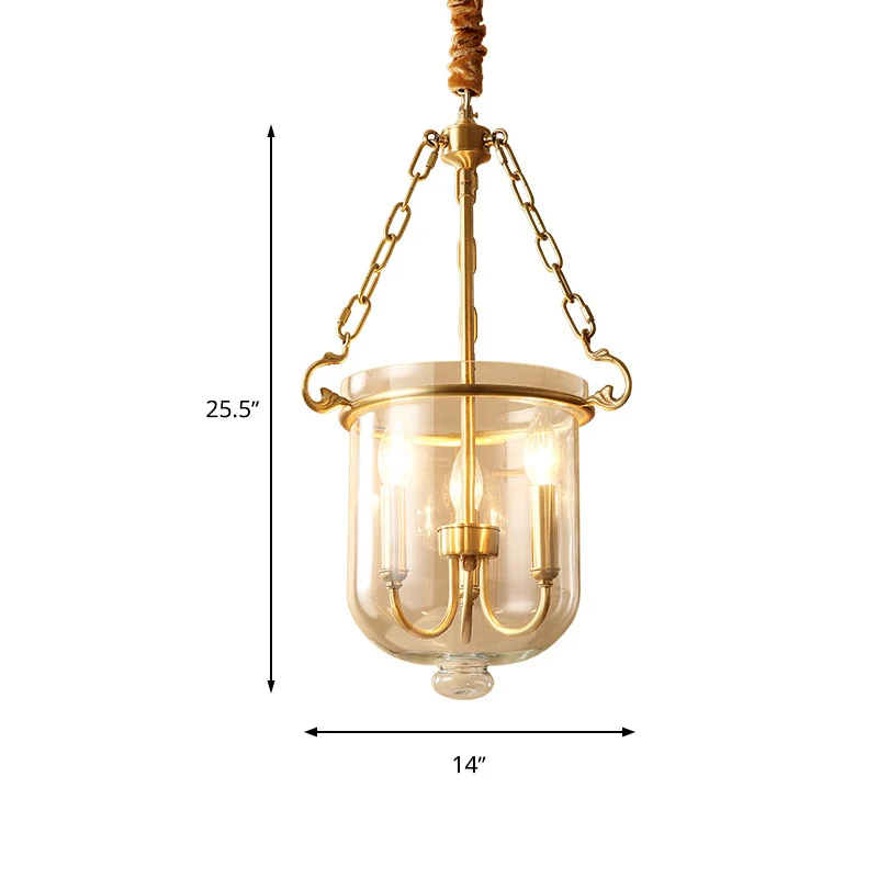 Lustre suspendu à 3 lumières, bougie coloniale, lampe à Suspension en verre transparent pour salle à manger Clearhalo
