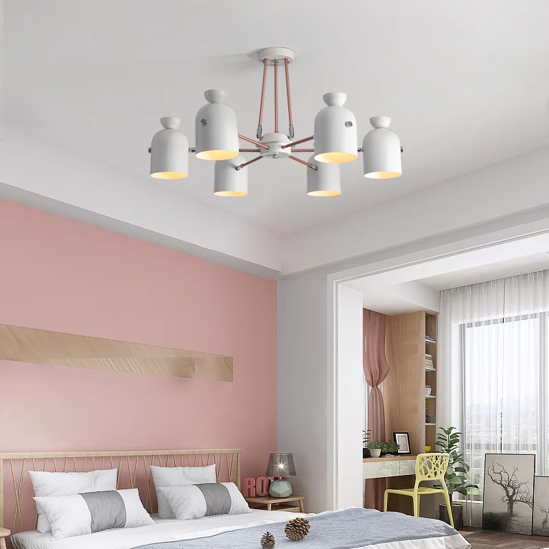 Lustre suspendu métallique au fini blanc moderne, éclairage suspendu pour salon et Villa Clearhalo