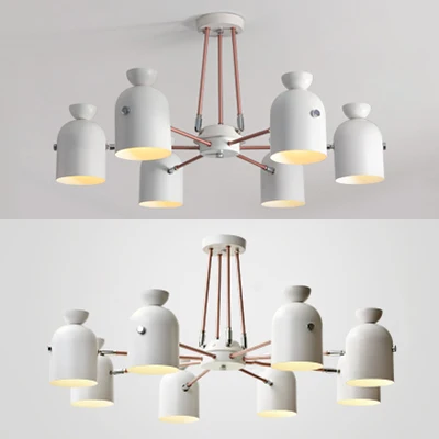 Lustre suspendu métallique au fini blanc moderne, éclairage suspendu pour salon et Villa Clearhalo