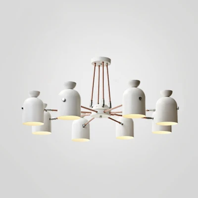 Lustre suspendu métallique au fini blanc moderne, éclairage suspendu pour salon et Villa Clearhalo