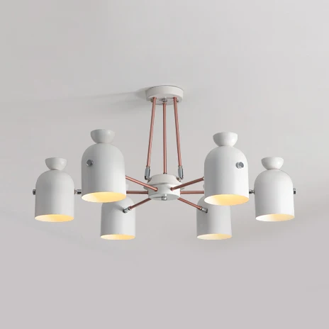 Lustre suspendu métallique au fini blanc moderne, éclairage suspendu pour salon et Villa Clearhalo