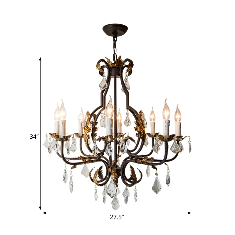 Lustre suspendu Spur en cristal traditionnel, 6/8 ampoules, plafonnier suspendu, bronzage profond Clearhalo