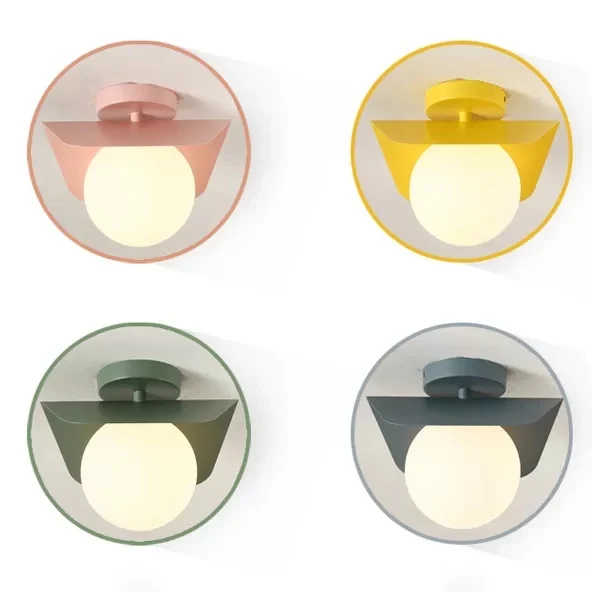 Macaron Loft Orb Shade Plafonnier en verre dépoli à 1 ampoule pour couloir Clearhalo