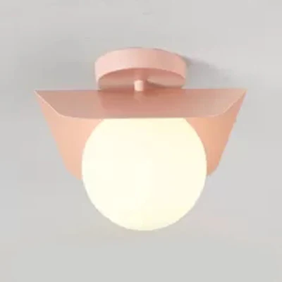 Macaron Loft Orb Shade Plafonnier en verre dépoli à 1 ampoule pour couloir Clearhalo