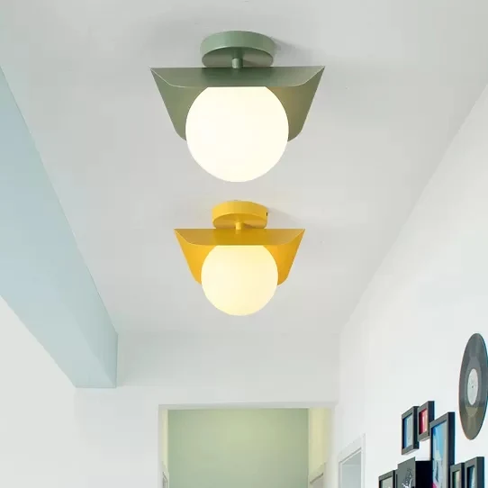 Macaron Loft Orb Shade Plafonnier en verre dépoli à 1 ampoule pour couloir Clearhalo