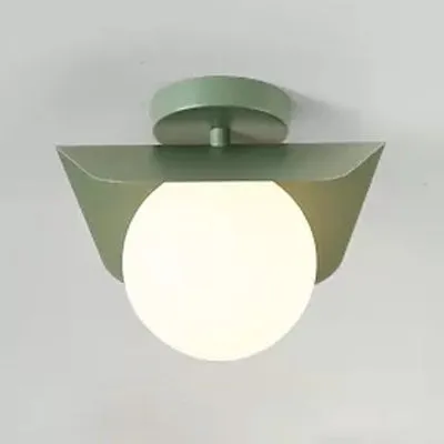 Macaron Loft Orb Shade Plafonnier en verre dépoli à 1 ampoule pour couloir Clearhalo