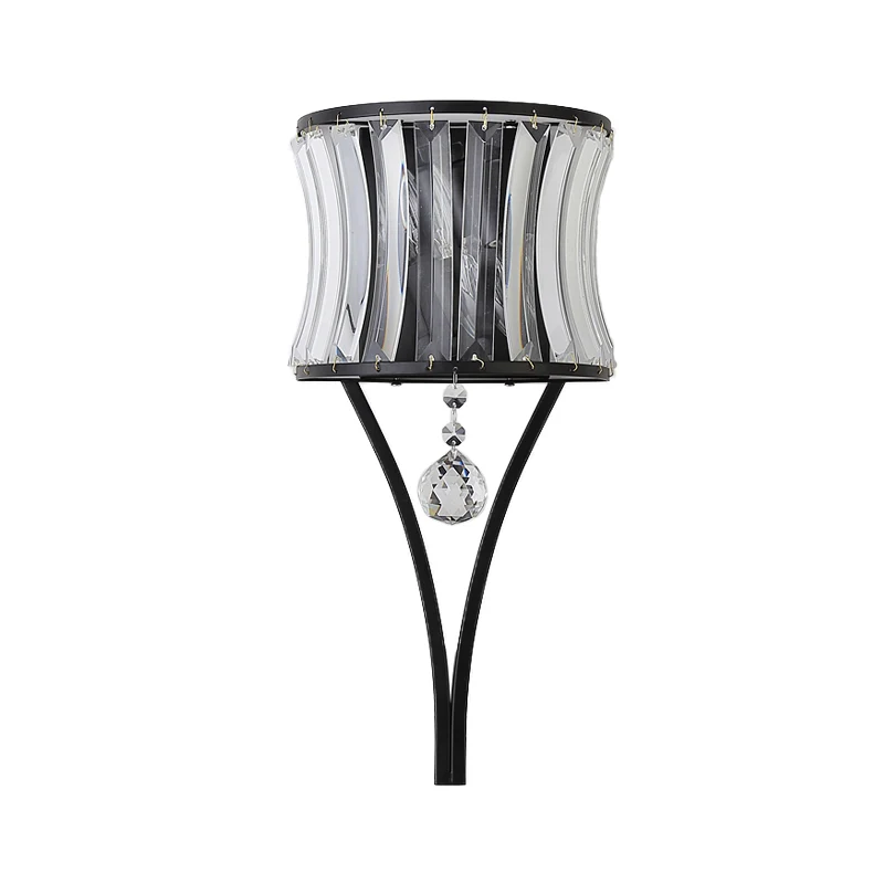 Mini applique murale moderne en cristal à 1 lumière, noire, avec boule suspendue Clearhalo