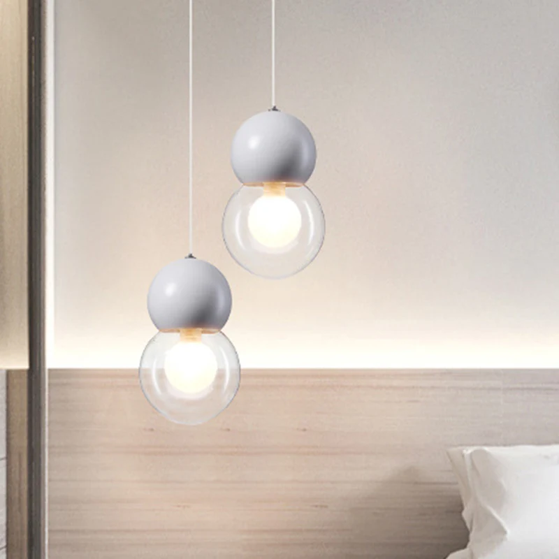 Pendule de chevet pour enfants en forme de gourde, verre laiteux, 1 tête, pendentif de plafond macaron en rose/jaune/bleu...