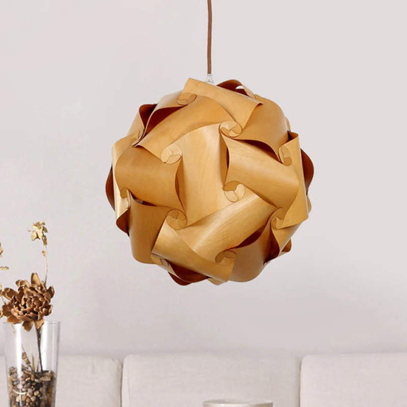 Pieced Globe Dinette Drop Pendant Wood 1 Ampoule Kit de suspension minimaliste en brun clair Clearhalo