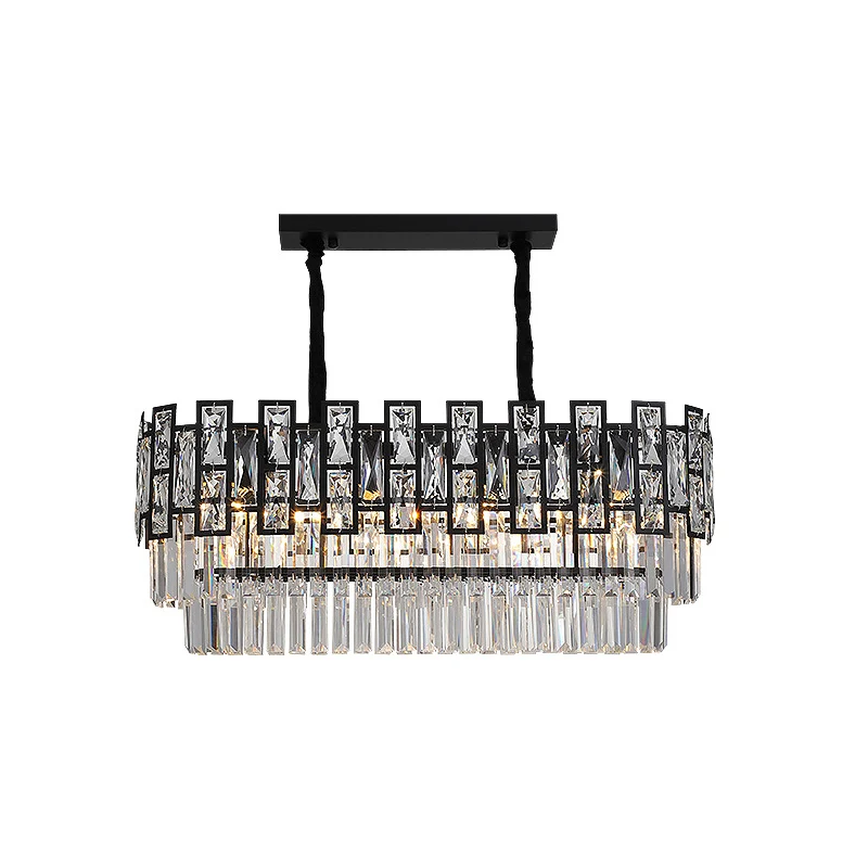 Plafond rond noir éclairage postmoderne lustre en cristal à facettes luminaire pour salon Clearhalo