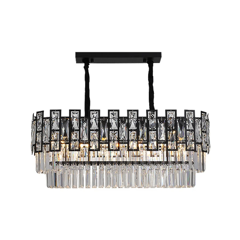 Plafond rond noir éclairage postmoderne lustre en cristal à facettes luminaire pour salon Clearhalo