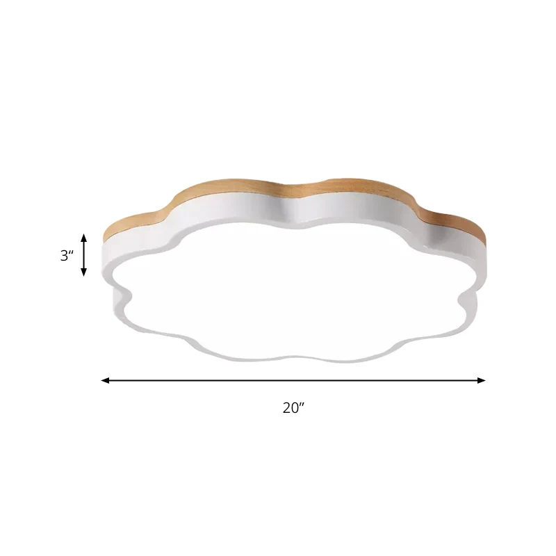Plafonnier en bois moderne, plafonnier à abat-jour floral en blanc pour chambre d'enfant Clearhalo