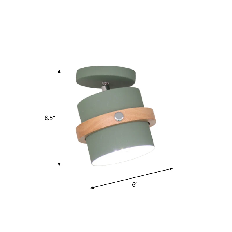 Plafonnier bol/conique/cylindrique Nordic Metal 1 lumière blanc/gris foncé/vert et bois semi-encastré avec joint pivotant...