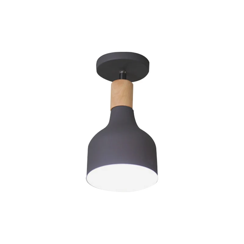 Plafonnier bol/conique/cylindrique Nordic Metal 1 lumière blanc/gris foncé/vert et bois semi-encastré avec joint pivotant...