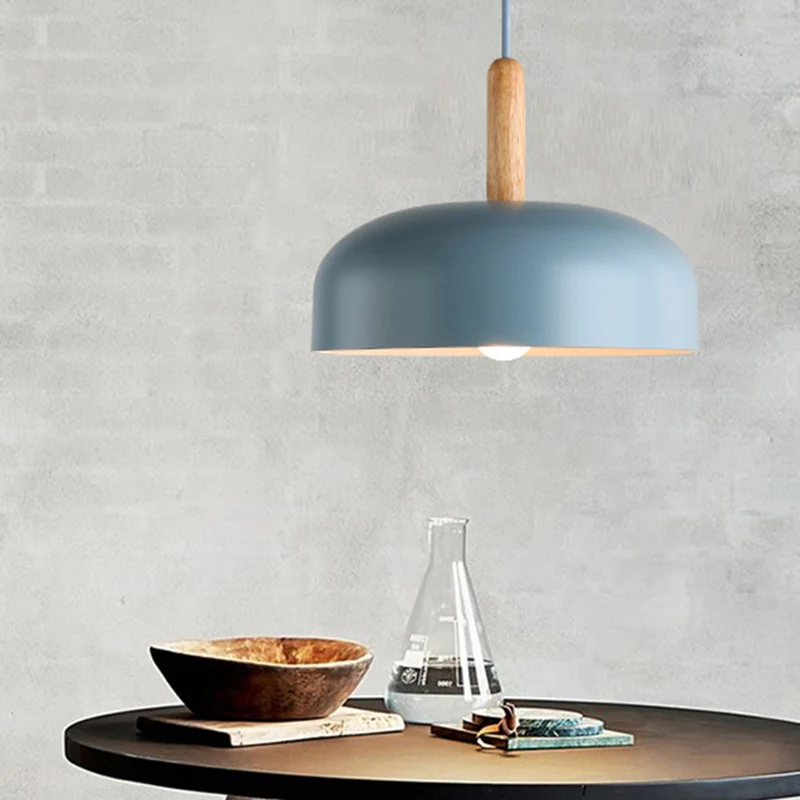 Plafonnier bombé en métal nordique, 1 tête bleue, luminaire suspendu pour salon Clearhalo