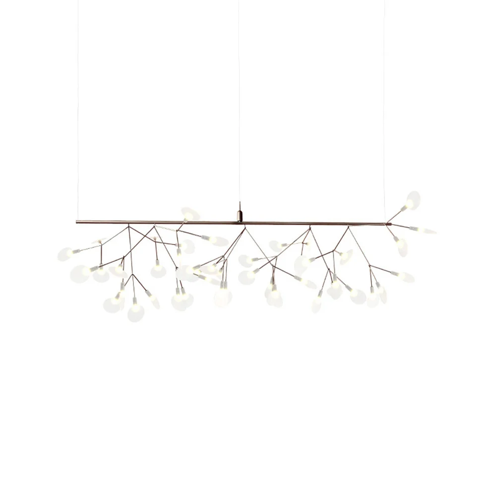 Plafonnier à branches en nickel/or rose, moderne et élégant, éclairage d'îlot multi-lumières en aluminium avec abat-jour e...