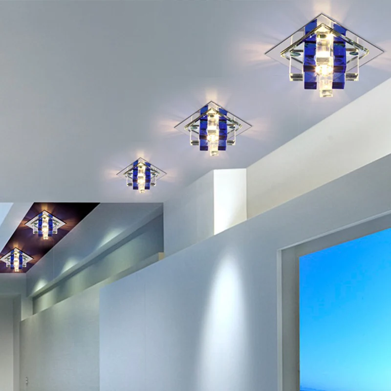 Plafonnier carré en cristal encastré à LED moderniste pour couloir Clearhalo