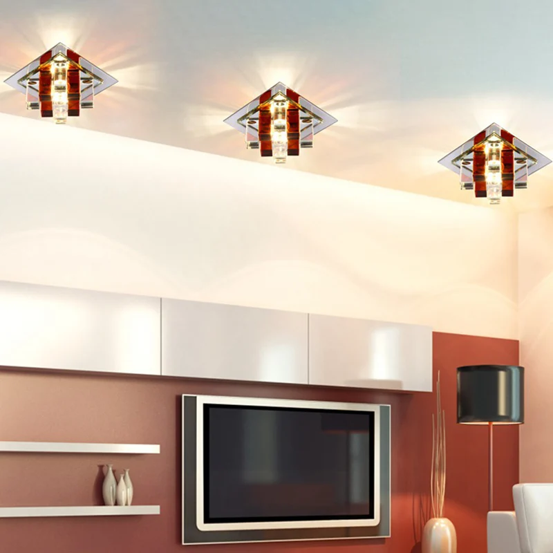 Plafonnier carré en cristal encastré à LED moderniste pour couloir Clearhalo