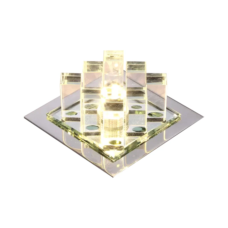 Plafonnier carré en cristal encastré à LED moderniste pour couloir Clearhalo