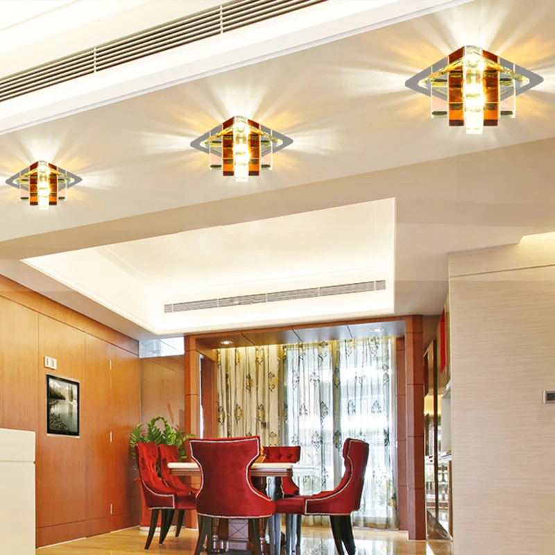 Plafonnier carré en cristal encastré à LED moderniste pour couloir Clearhalo