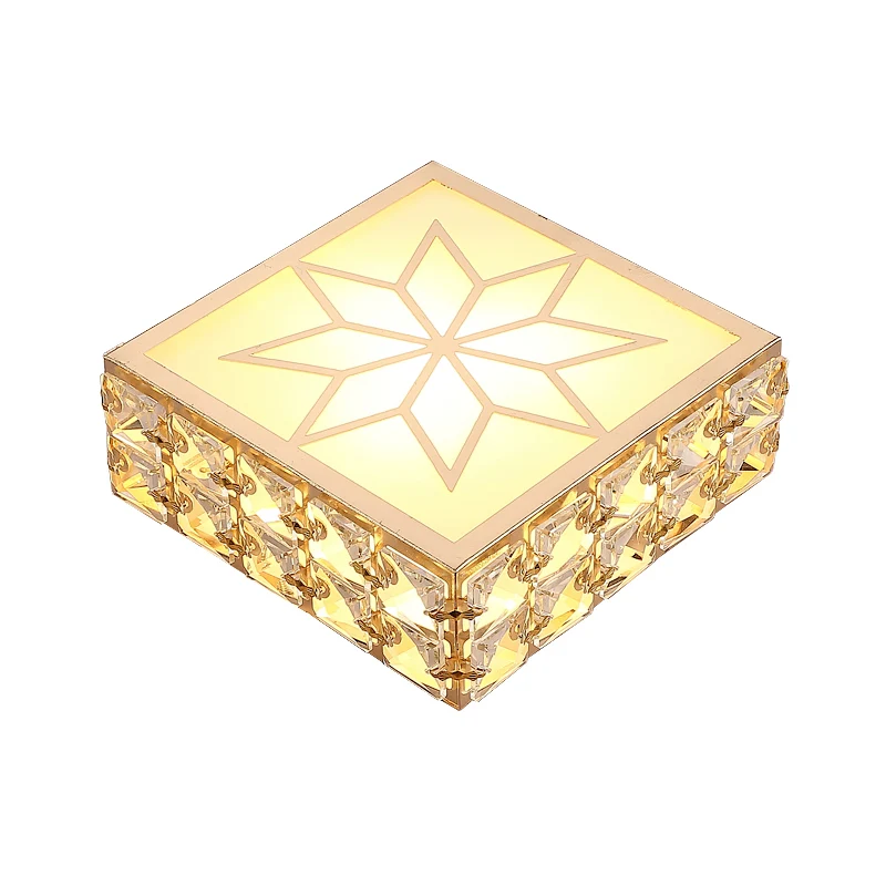 Plafonnier carré encastré moderniste à facettes en cristal LED pour couloir en or avec motif étoile Clearhalo