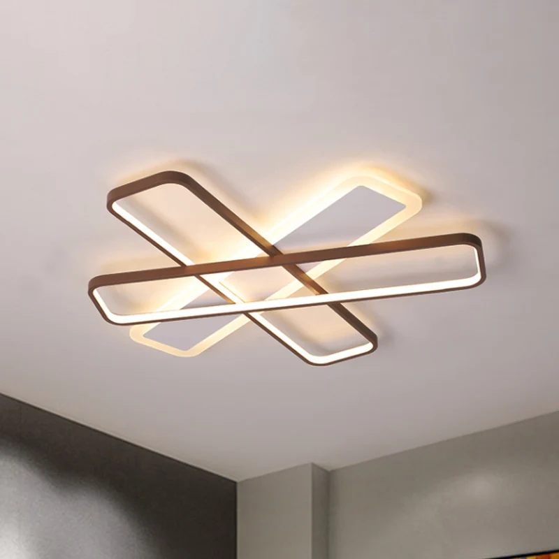 Plafonnier à chevauchement café 23,5"/39" W Plafonnier LED contemporain en acrylique super fin en lumière chaude/blanche C...