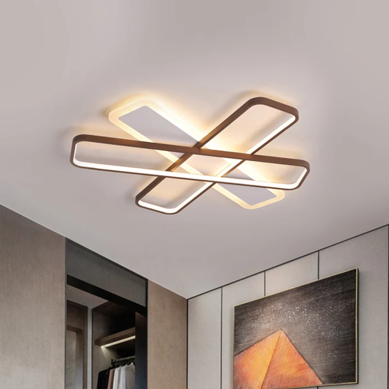 Plafonnier à chevauchement café 23,5"/39" W Plafonnier LED contemporain en acrylique super fin en lumière chaude/blanche C...
