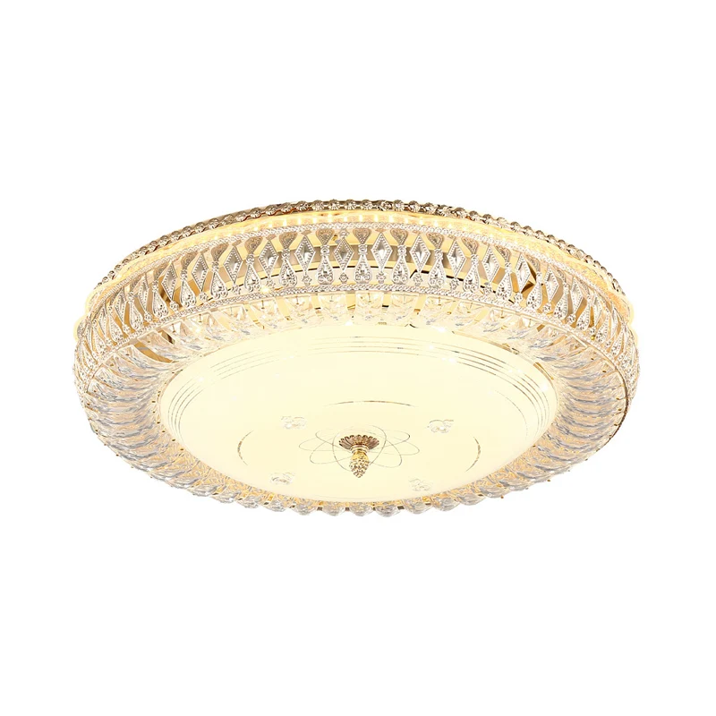 Plafonnier circulaire doré modernisme éclairage LED en cristal clair avec diffuseur en verre dépoli Clearhalo