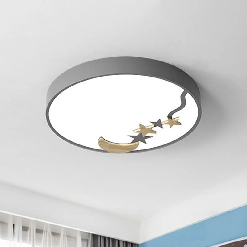Plafonnier circulaire encastré simplicité acrylique LED luminaire encastré avec étoile et lune décoratives Clearhalo