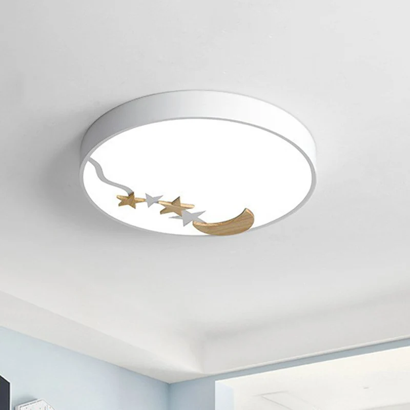 Plafonnier circulaire encastré simplicité acrylique LED luminaire encastré avec étoile et lune décoratives Clearhalo