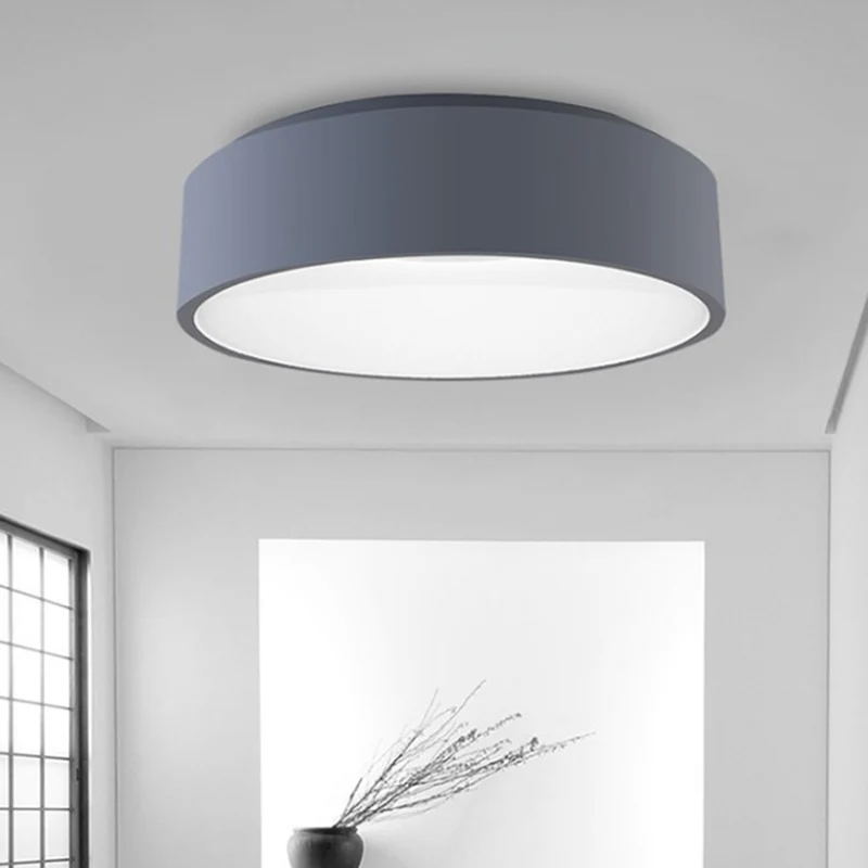 Plafonnier circulaire gris de 18 "/ 23,5" de large, plafonnier LED moderne en métal, lumière blanche/chaude Clearhalo